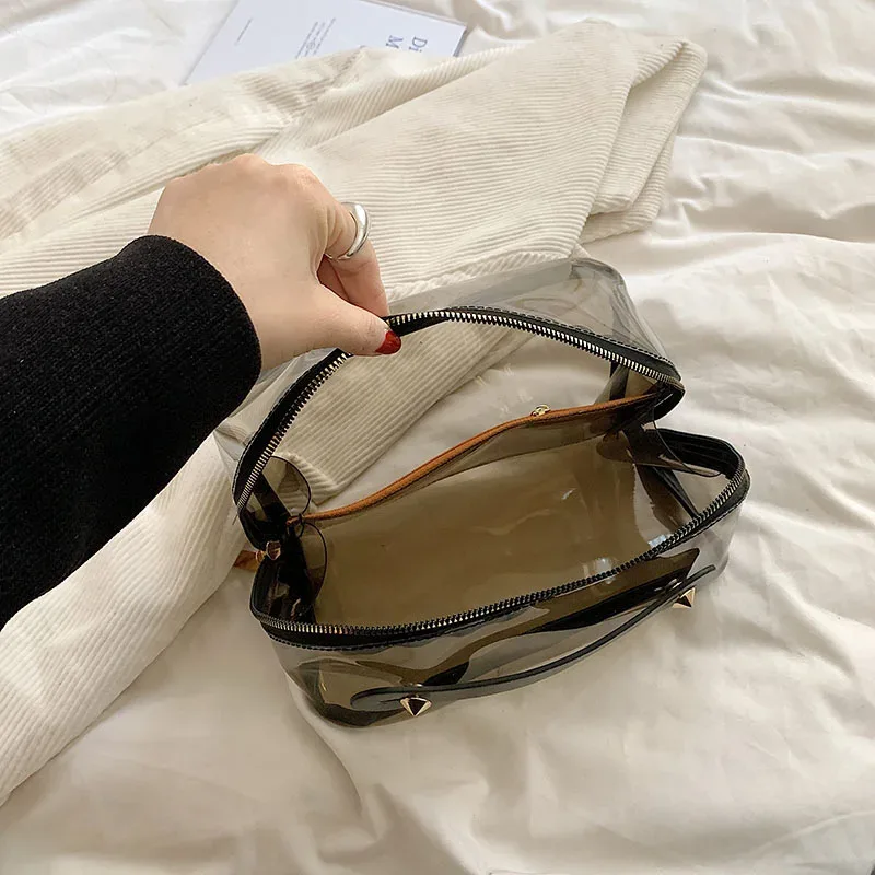 sac de maquillage transparent pour femmes, oreiller de grande capacité, organisateur de voyage, rangement de toilette, sac de toilette portable pour dames, sacs à cosmétiques à fermeture éclair