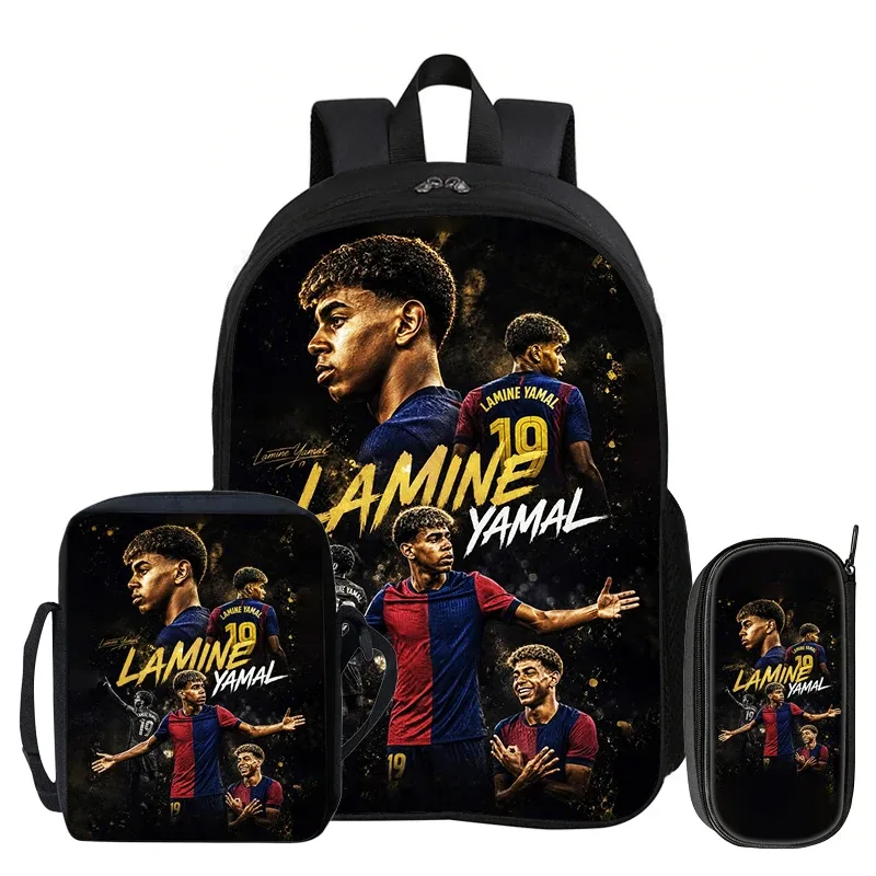 ensemble de 3 sacs à dos pour enfants, sac à dos de sport de football, sac à dos de star du football l-lamin yamal, sac à bandoulière pour étudiants, sacs à crayons