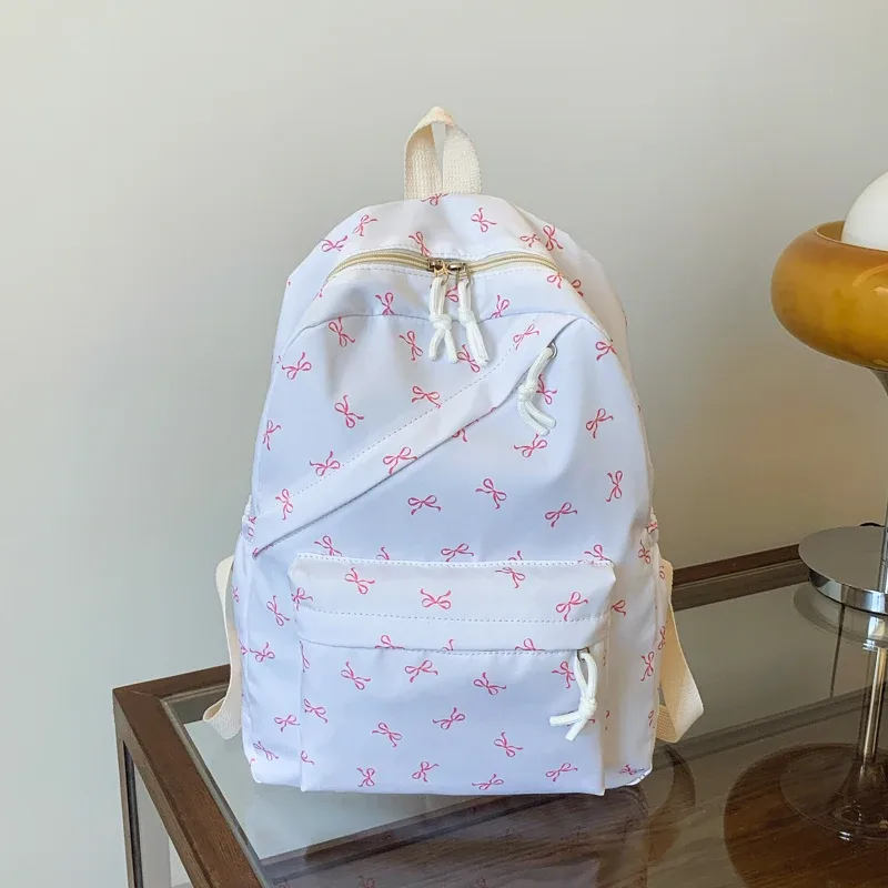 sac à dos tendance et mignon à imprimé nœud pour l'école avec protection pour ordinateur portable, bretelles réglables, cadeau idéal pour la rentrée scolaire pour les filles