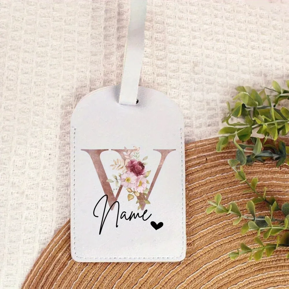 étiquette de bagage personnalisée avec nom | accessoires de voyage portables personnalisés en pu, avec monogramme imprimé tendance, idéaux pour les fêtes