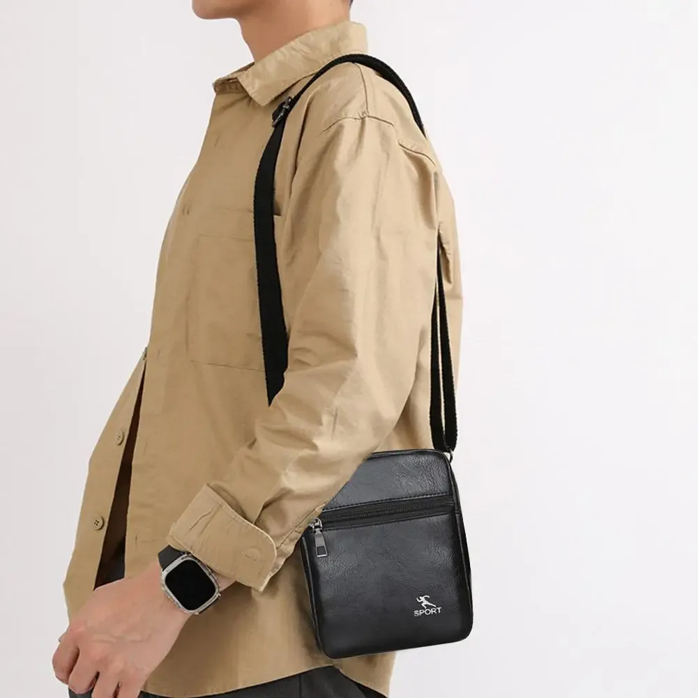 Sacs à main kaki noir marron, petits fourre-tout en cuir PU, sacoche à bandoulière pour hommes employé de bureau, épaule antivol B Y7B5