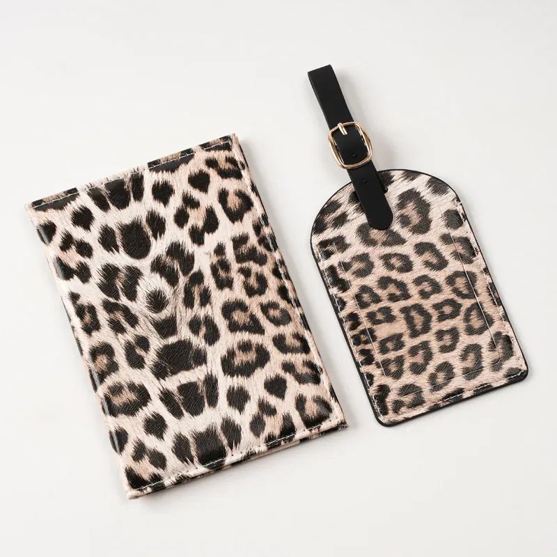 housse de protection pour passeport à imprimé léopard, porte-passeport de voyage, portefeuille, étui pour cartes en cuir pu, sac de rangement unisexe
