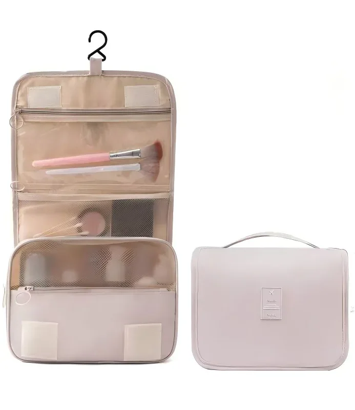 sac de toilette portable à crochet, multifonctionnel, imperméable, résistant à l'usure, rangement multicouche, grande capacité, trousse de maquillage