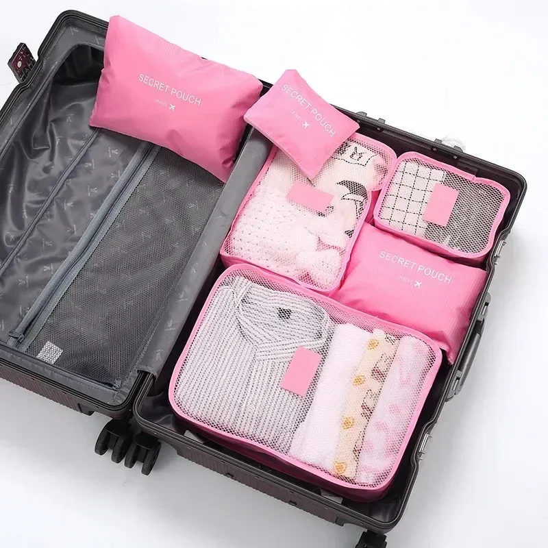 organisateur voyage tissu non tissé pvc cube sacs compression chaussures pochettes filtrage respirant tailles variées gris bleu rose kaki