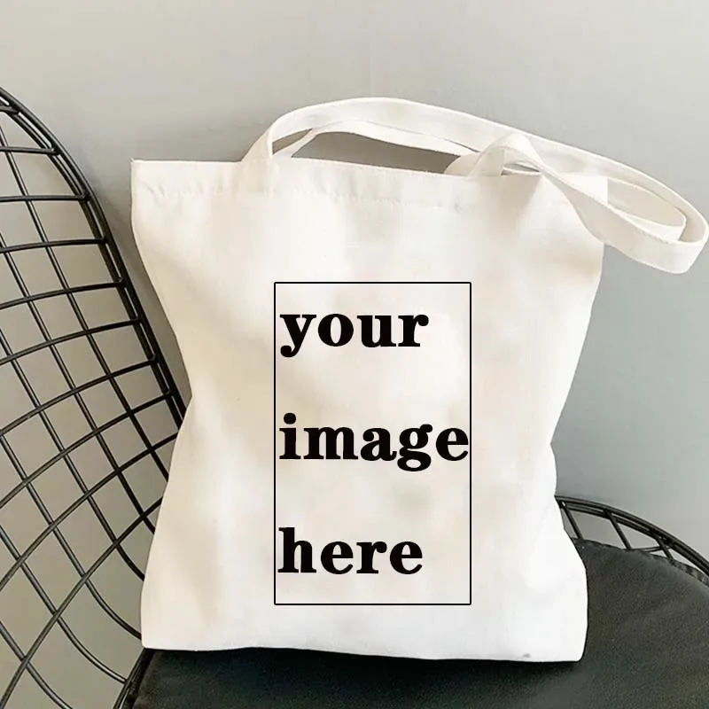 sac fourre-tout en toile de coton personnalisé, shopping vos images ici, design original, sacs de voyage blancs à la mode