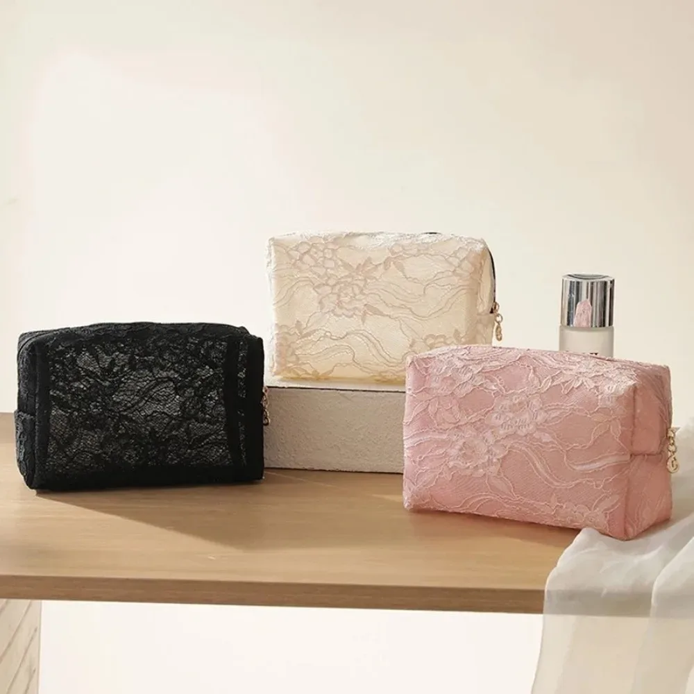 trousse de maquillage en dentelle florale, grande capacité, pochette cosmétique imperméable, sac de rangement de voyage imprimé de fleurs en maille, organisateur de rangement