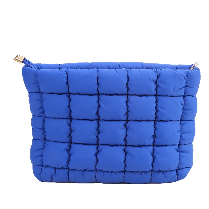 pochette de maquillage rembourrée et matelassée pour femmes, sac de rangement de maquillage bouffant, grand sac de rangement de cosmétiques, pochette à main, étui de beauté