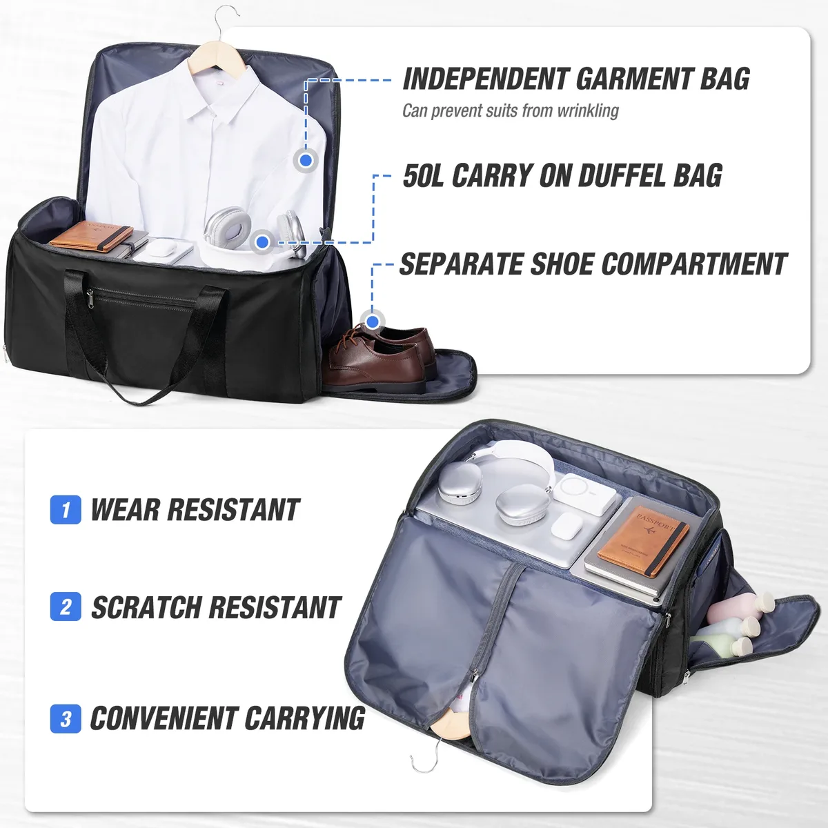 sac de voyage pour homme, sac de transport convertible pour vêtements, sac de week-end, valise suspendue, sac de voyage d'affaires, sac à vêtements