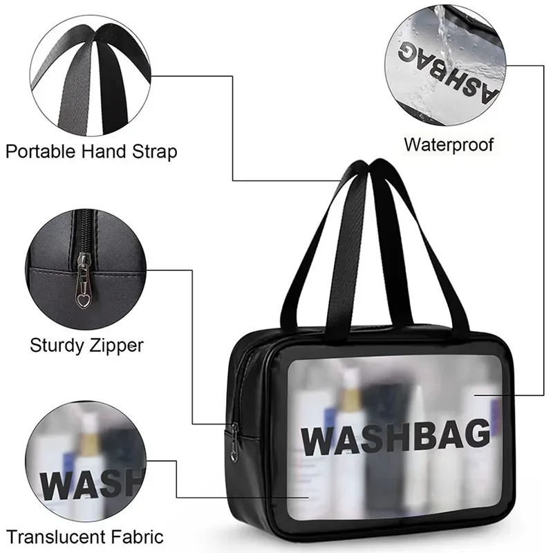 trousse de toilette de voyage transparente et imperméable, organisateur de maquillage portable, sac de rangement pour articles de toilette pour hommes, tailles s/m/l