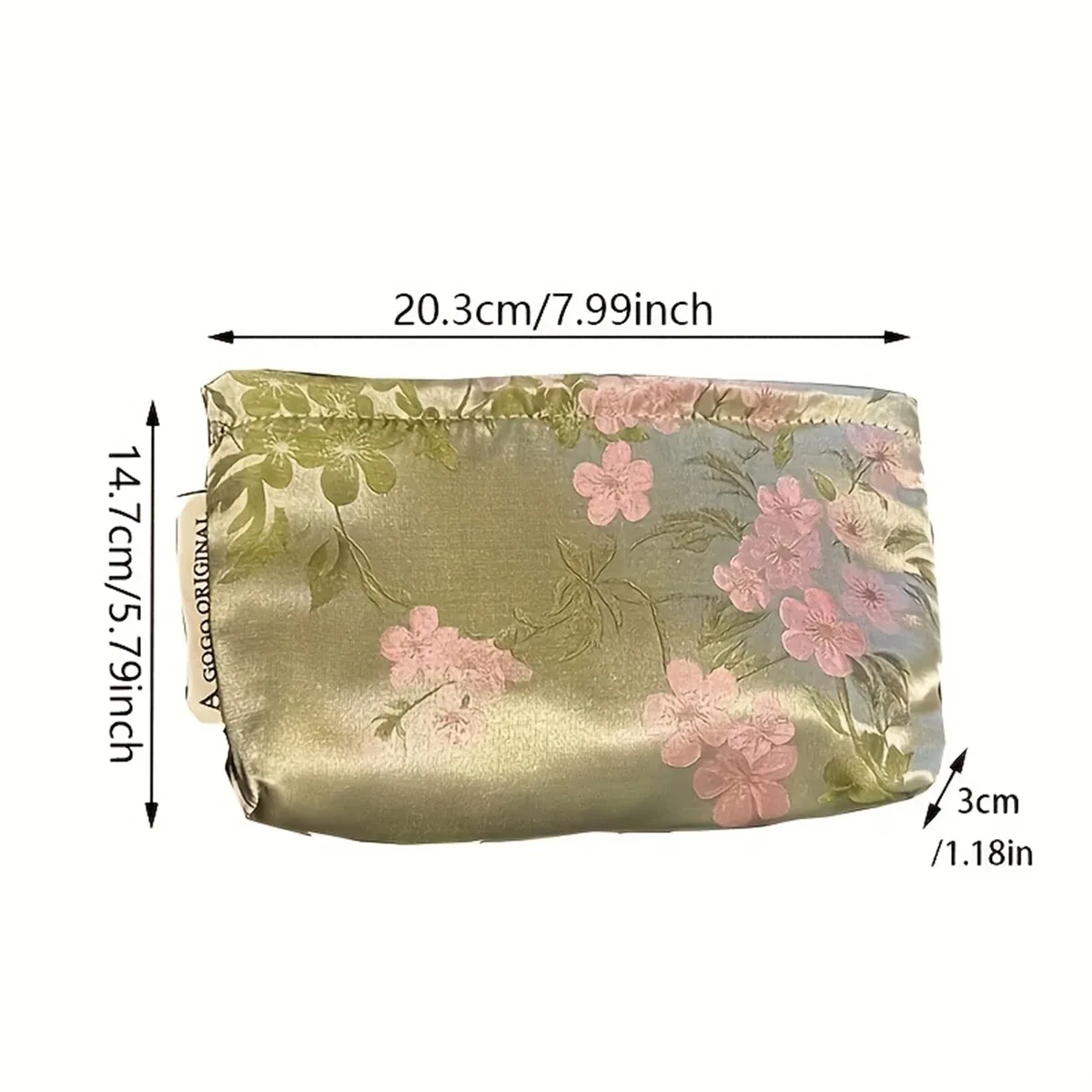 trousse de maquillage en satin de style chinois, sac de rangement pour produits de soin de la peau, sac pour papiers d'identité, trousse de toilette, trousse de maquillage à main, 1 pièce