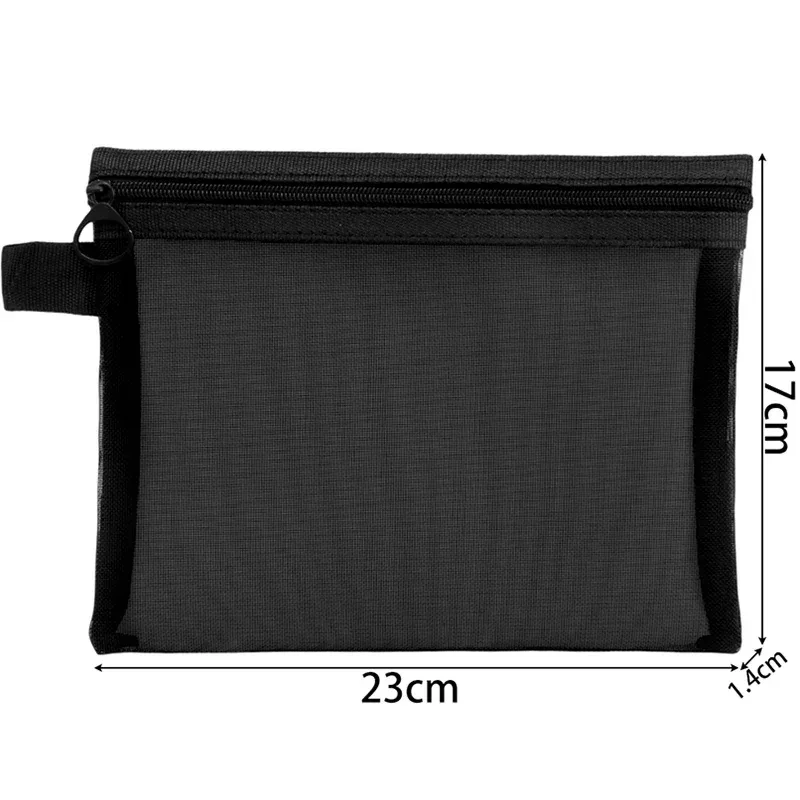 sacs à cosmétiques transparents en maille, petit grand sac de maquillage noir, étui de rangement de toilette de voyage portable, pochette de rangement de rouge à lèvres 1/3 pièces