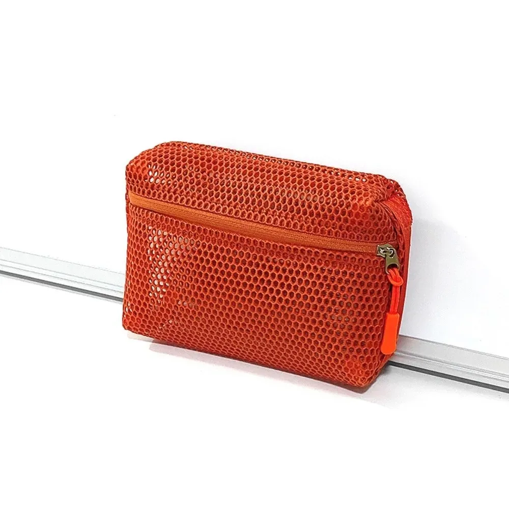 pochette de rangement décontractée en nylon avec fermeture éclair, sac à cosmétiques en maille, pochette multi-usage en maille pour femme