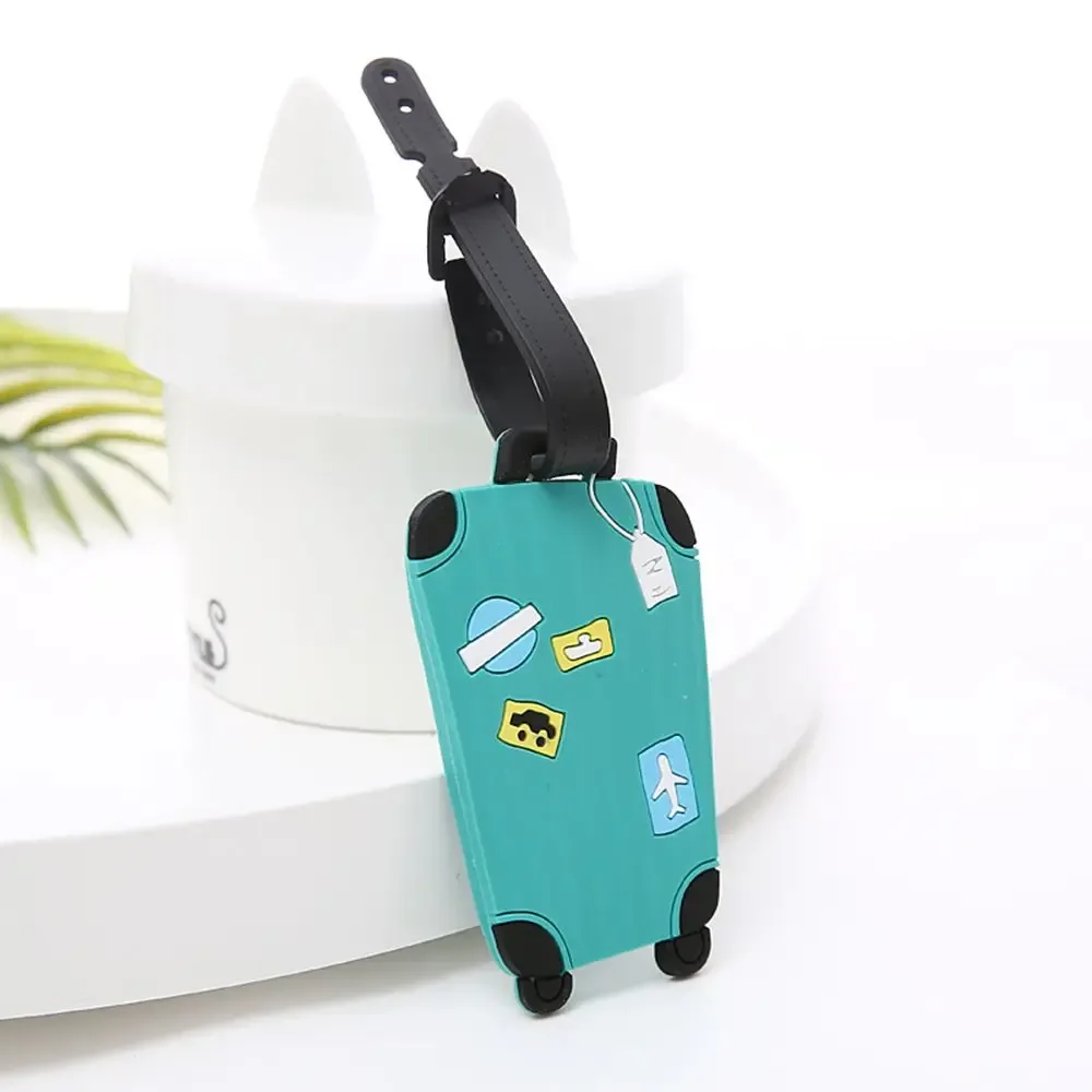 étiquettes d'identification kawaii pour voyages d'affaires, étiquettes de bagage en silicone pour sacs à dos et sacs à main, étiquettes nominatives pour valises avec sangle