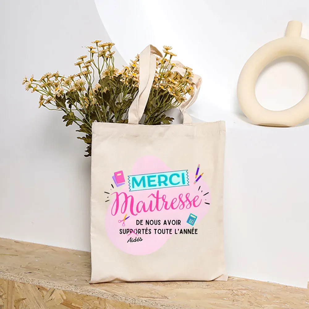 merci maîtresse femmes sacs à main mode toile sac à bandoulière grande capacité sacs fin de l'école année cadeau entreprise