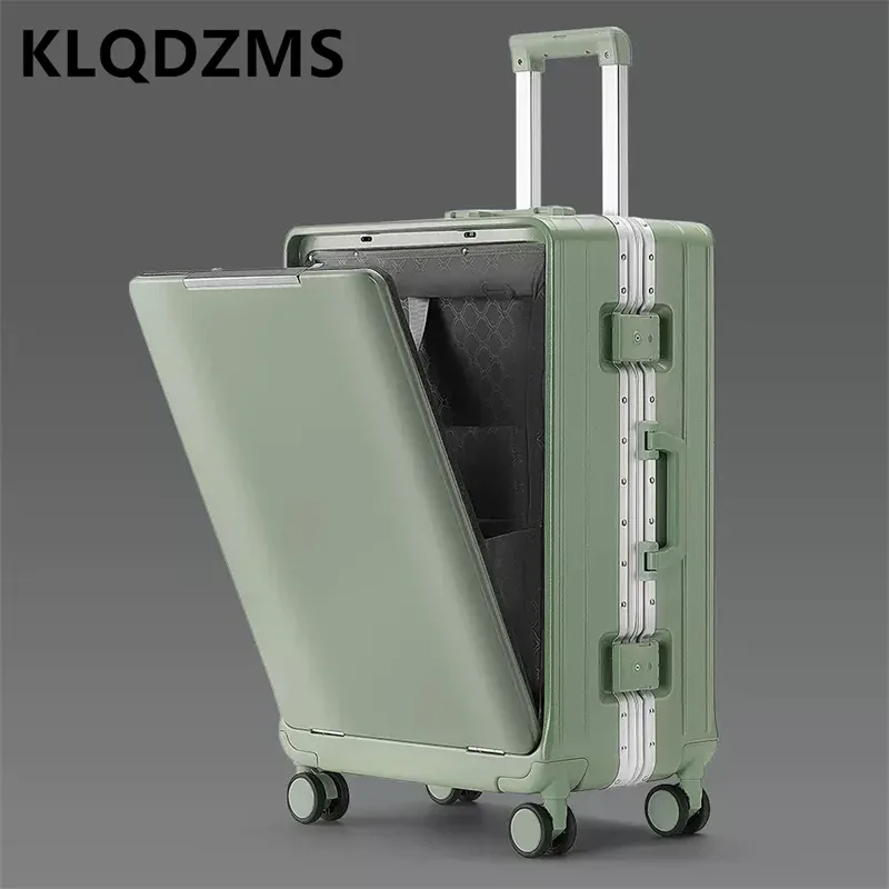 klqdzms – valise multifonctionnelle à ouverture frontale, avec cadre en aluminium, 20/24/26 pouces, grande capacité, avec mot de passe, pour voyage