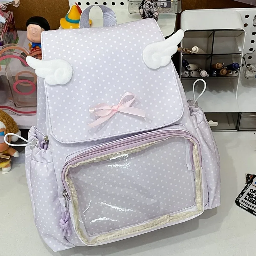 dot imprimer mochilas mujer doux arc épissé mochila cordon poches sac adolescentes sac à dos nouveaux ins sacs pour femme
