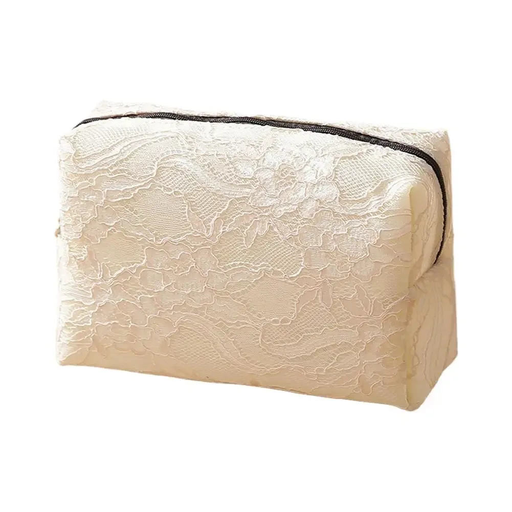 trousse de maquillage en dentelle florale grande capacité, pochette cosmétique imperméable, sac de voyage pour articles de toilette et rangement