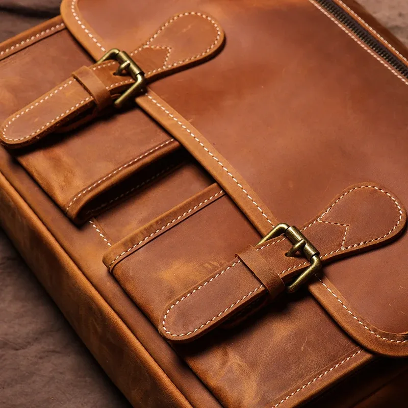 guro-sac messager en cuir de cheval pour homme, véritable, luxe, sac à bandoulière lancé, bureau, étui à bombes, 12.9 pouces, vintage, elin