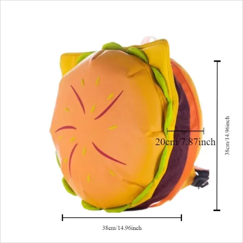 pu élégant hamburger sac à dos ordinateur portable stockage fermeture éclair portable fourre-tout décontracté cheeseburger sac à dos pour unisexe voyage vacances en plein air