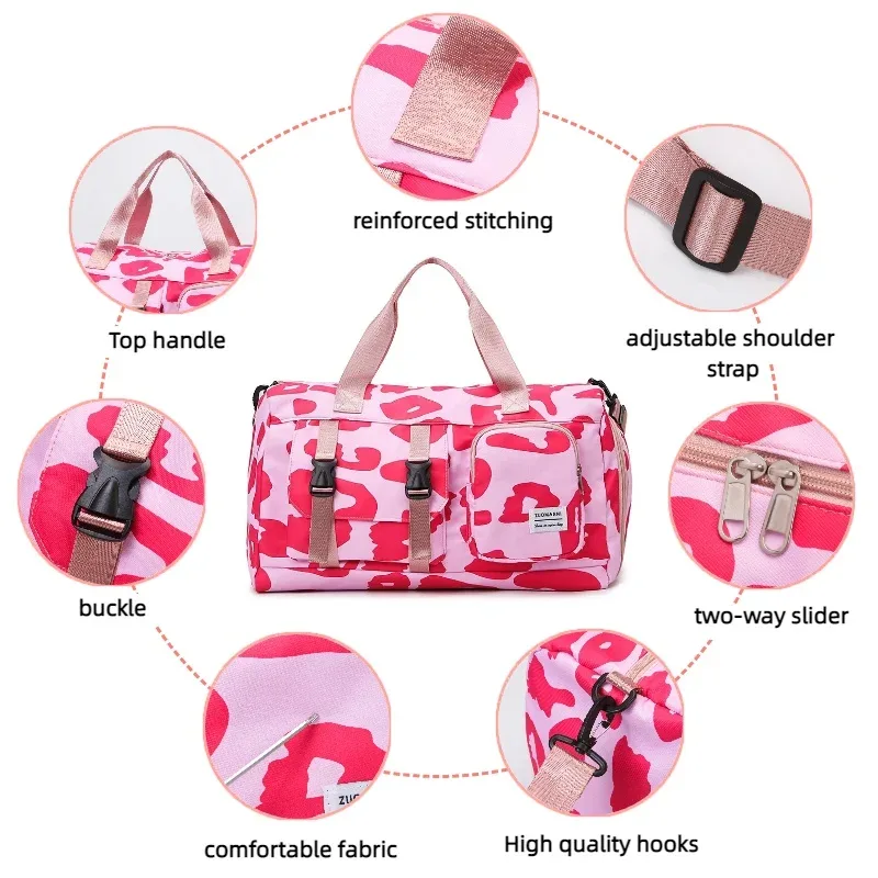 sac de sport tendance à imprimé léopard, sac de week-end, idéal pour le fitness, les sports et les voyages en plein air