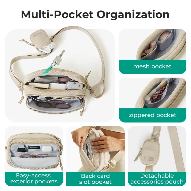 bagsmart sac à bandoulière pour femme sac à bandoulière décontracté d'entraînement portefeuilles mains libres sac de ceinture grande capacité sacs banane d'extérieur pour hommes