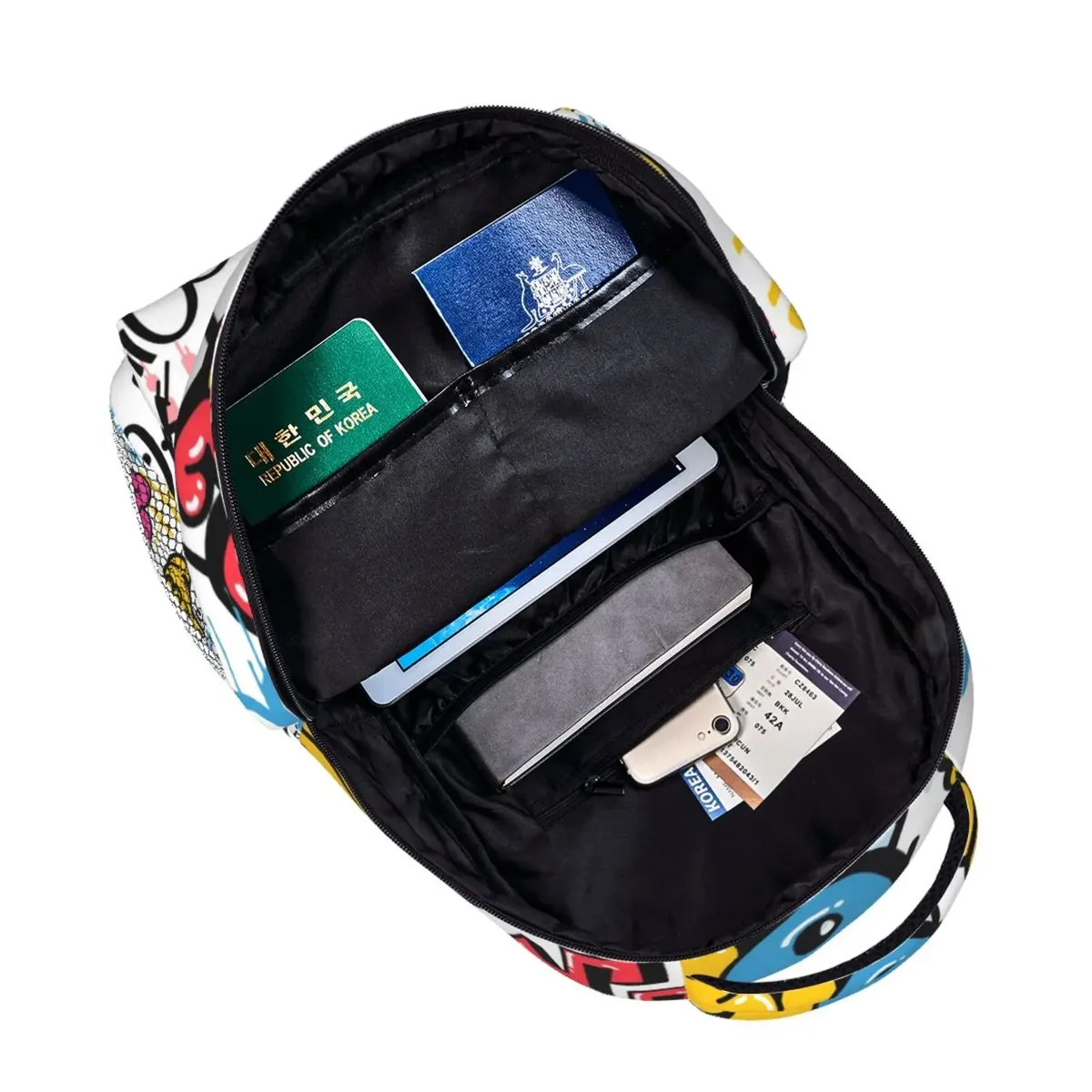 sac dos polyester imprimé graffiti omg savage symboles coeurs unisexe voyage école ordinateur portable