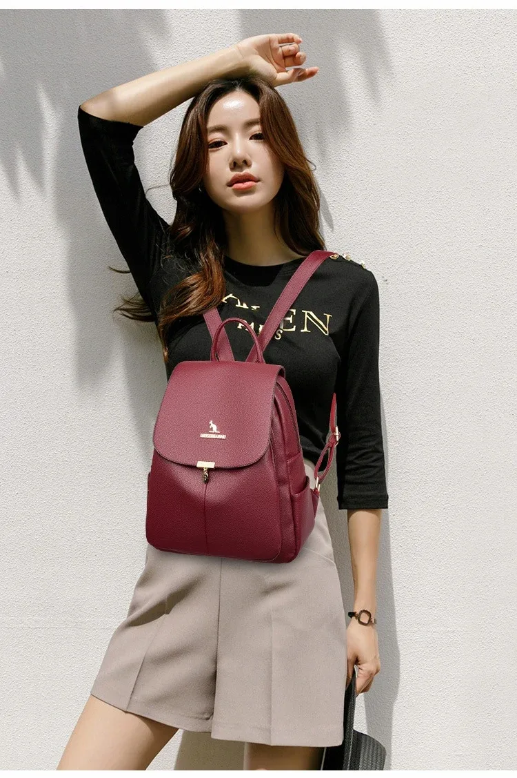 sac à dos en cuir de haute qualité pour femmes, grande capacité, sacs à bandoulière pour l'école, sacs à dos de voyage pour adolescentes, sac à dos de créateur