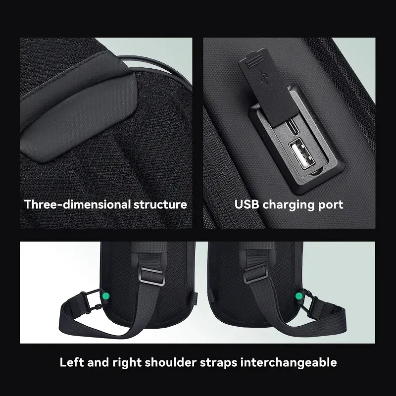 mark ryden-sac à bandoulière multifonction usb, sac à main initié tpu imperméable voyage, sacoche de poitrine pour hommes
