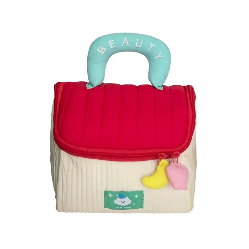 grande capacité, jolie trousse de maquillage en forme de cabane, étui à cosmétiques kawaii portable, sac de rangement carré à fermeture éclair pour voyage.