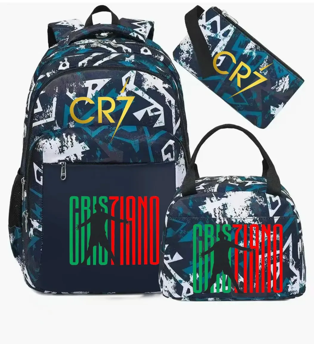 sac polyestere noir motif graphique sac dos pochette lunch cr7 cristiano voyage école adolescents femmes hommes