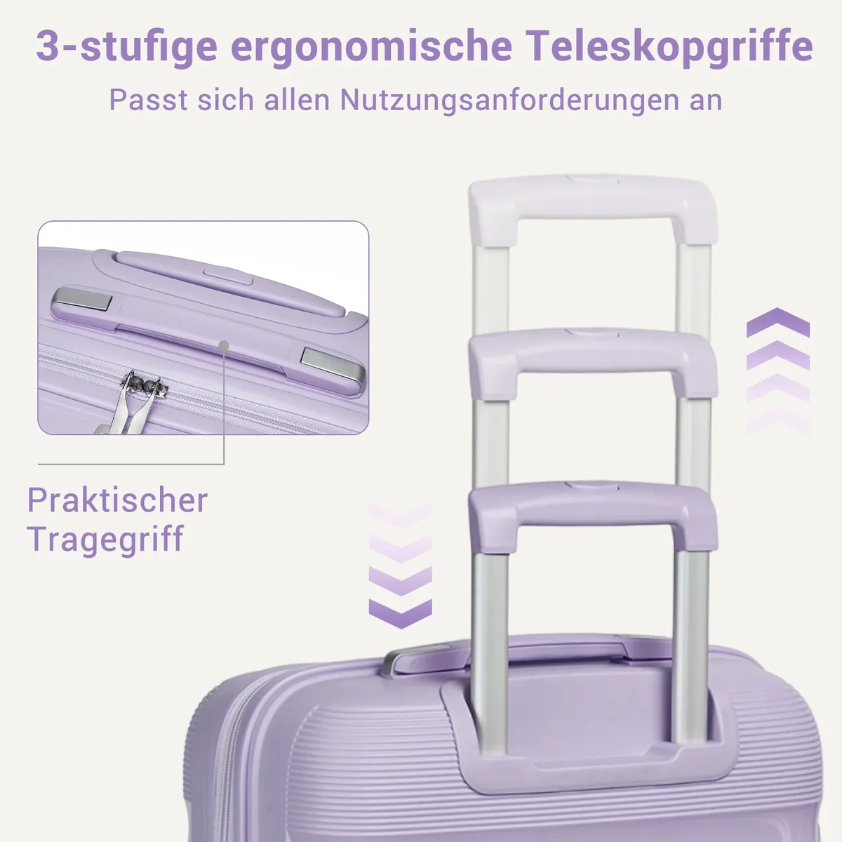 valise rigide kono en polypropylène, bagage à main à roulettes 55/65/75 cm avec 4 roulettes pivotantes à 360° °   roues pivotantes et serrure à combinaison tsa