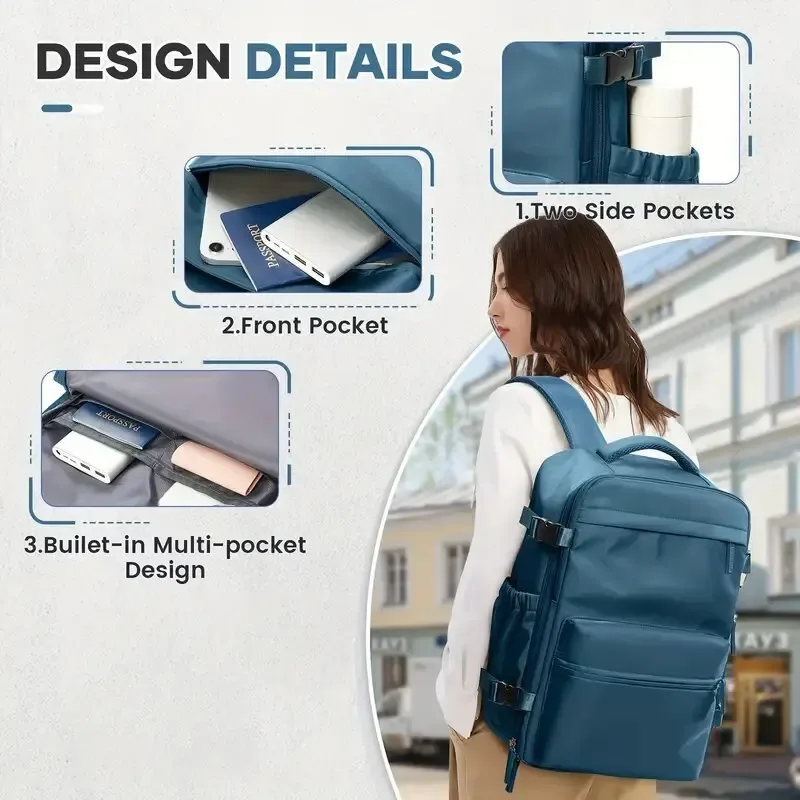 sac à dos de voyage avec compression sous vide, sac à dos professionnel pour ordinateur portable 15,6 pouces, sac de rangement pour vêtements, sac à dos de voyage extensible