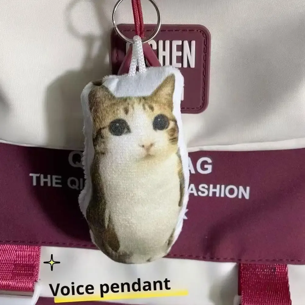 porte-clés sonore en peluche chat meowl viral et amusant, breloque de sac en peluche douce, pendentif mignon pour sac à dos, cadeau pour les amoureux des chats et leurs amis