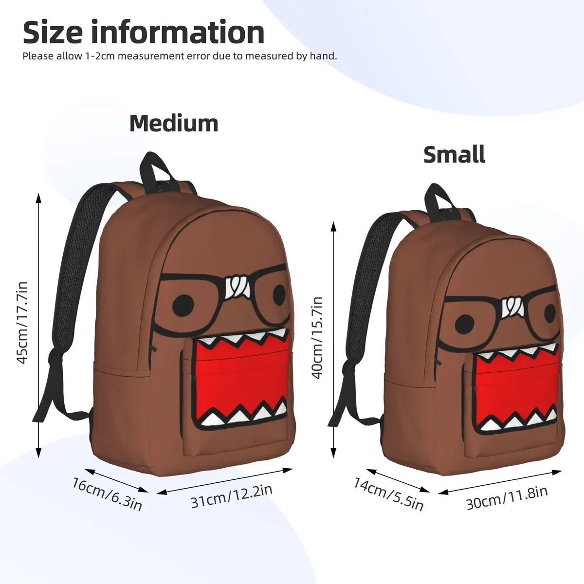 sac à dos domo kun face anime cool pour hommes et femmes, sac à dos de sport, étudiant, randonnée, voyage, meme, poupée, sac à dos de jour, sac à bandoulière pour ordinateur portable