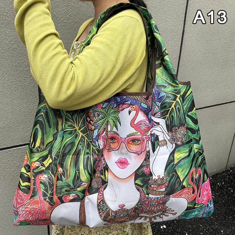 sac de courses pliable, nouvelle mode, sac de rangement d'épicerie réutilisable, sac à main à bandoulière portable en nylon, fourre-tout de voyage