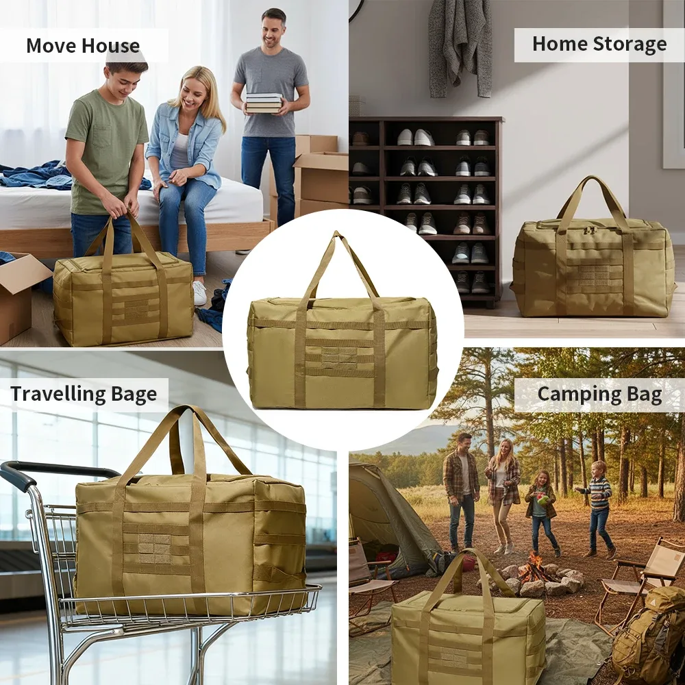 sac de voyage tactique de grande taille, léger, pour voyages, camping en plein air, bagages, déménagement, rangement, sac sous le lit pour jouets et vêtements