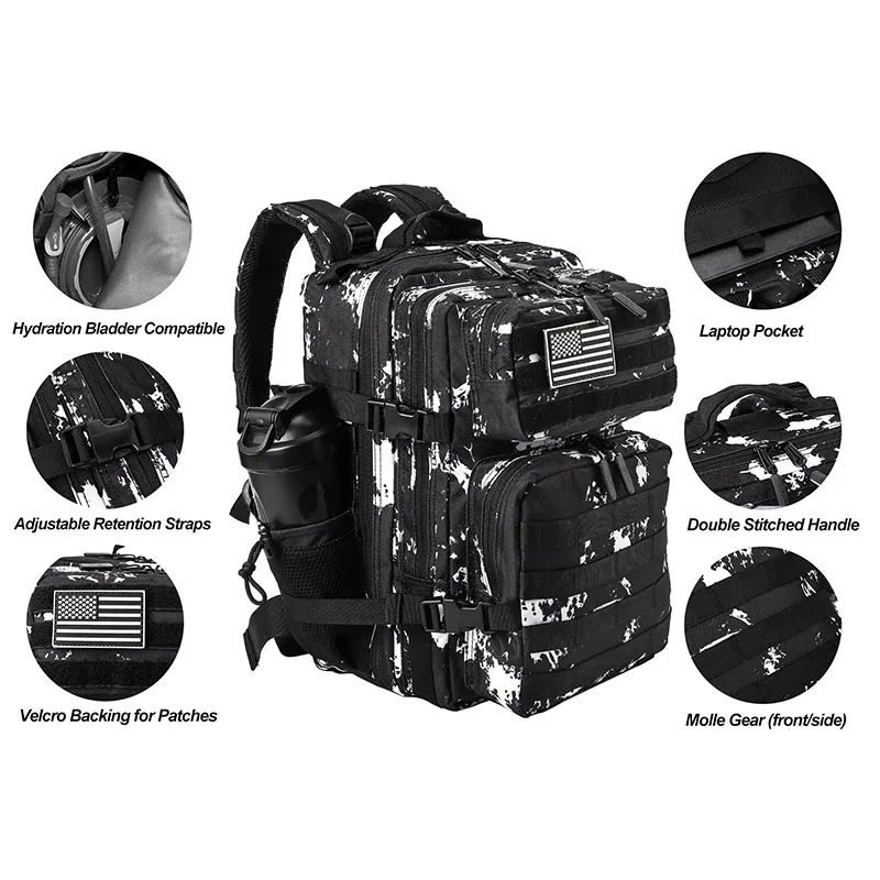 lhi 25l sac à dos tactique sac de gym pour femmes école fitness sports camping en plein air randonnée sac à dos sorcière porte-bouteille