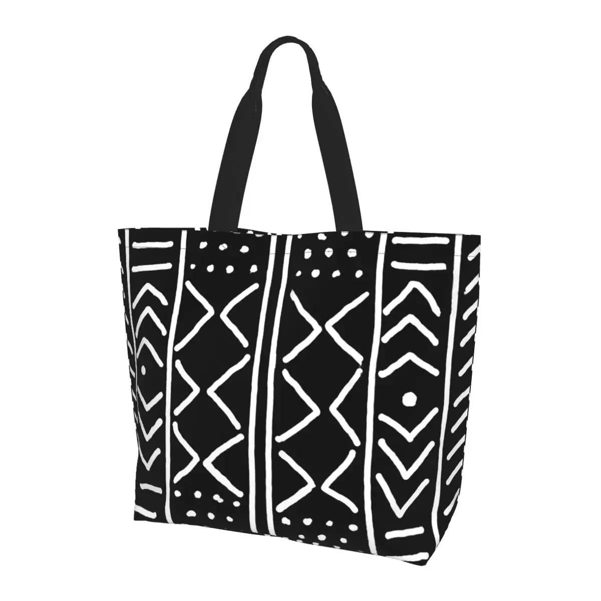 sac fourre-tout en toile de grande capacité avec motif tissé africain, sac à bandoulière pour femme, idéal pour le shopping et les courses