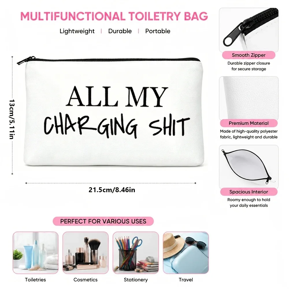 pochette polyester blanche chargeurs maquillage voyage organisation cosmétiques accessoires trousse toilette durables légères utilisation travail camping