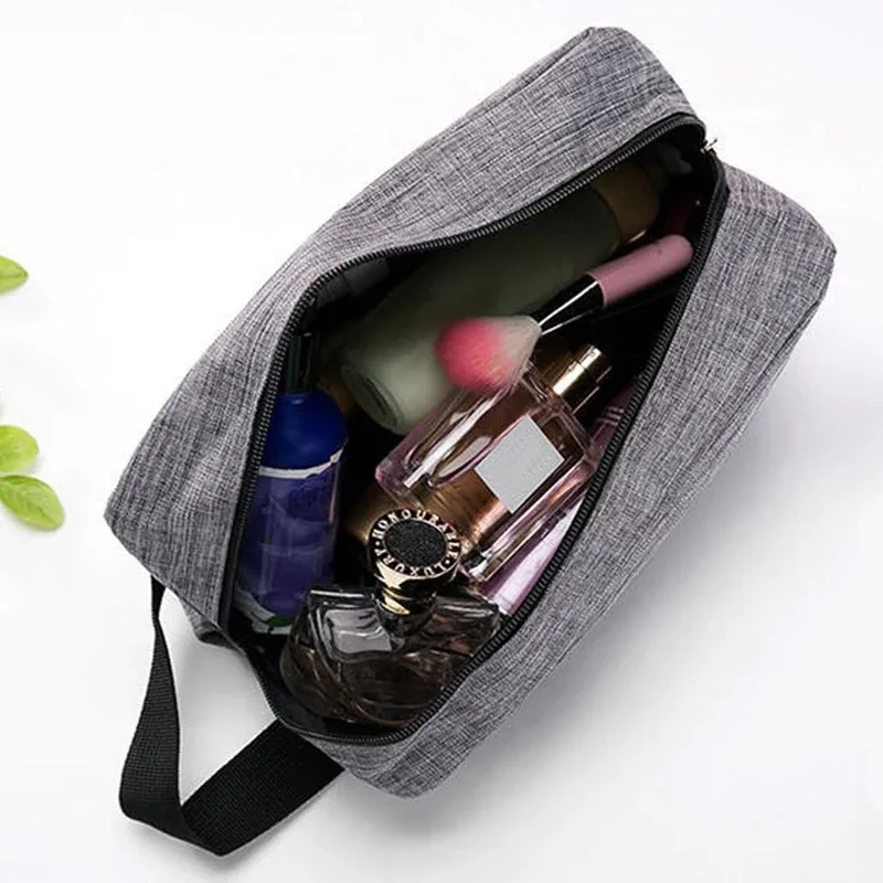 pochette de rangement pour maquillage en tissu oxford durable, sac de toilette de voyage étanche, organisateur de cosmétiques multi-poches pour voyage