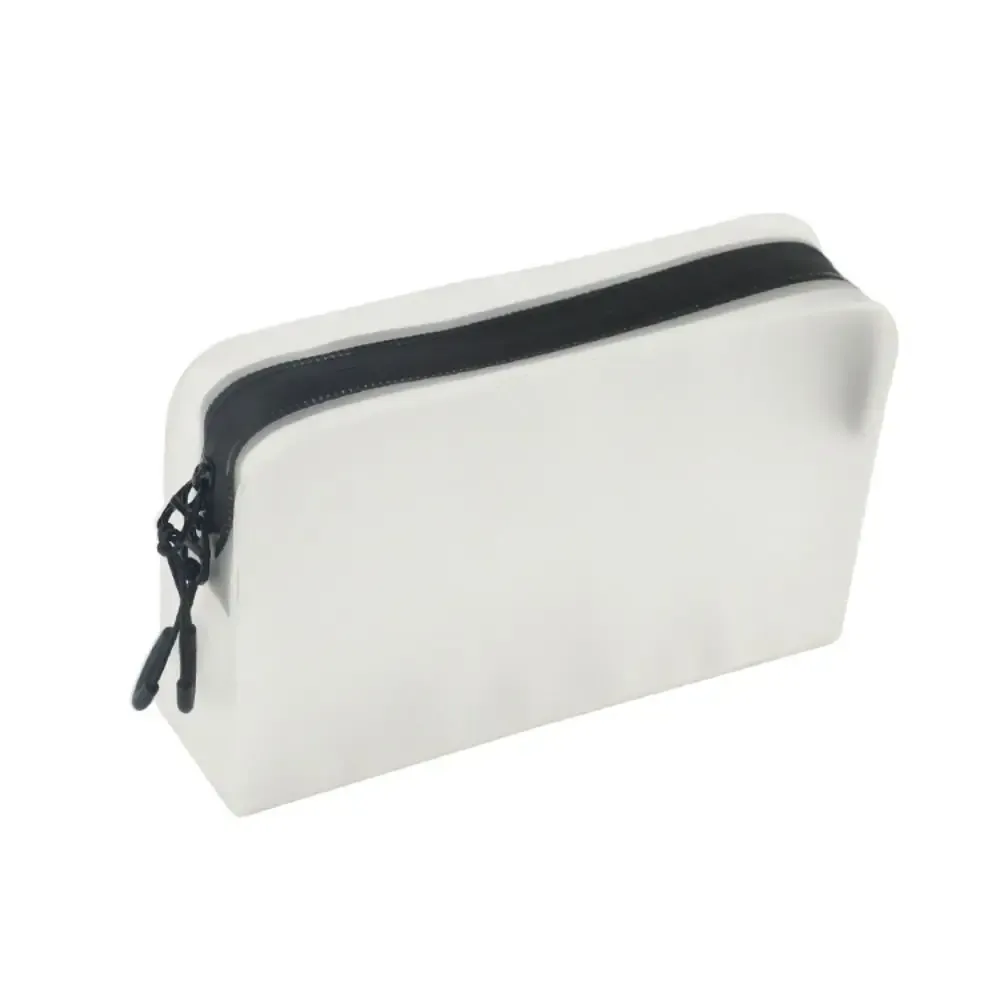 trousse de toilette et de maquillage en tpu mat pour femme, pochette de rangement souple et transparente