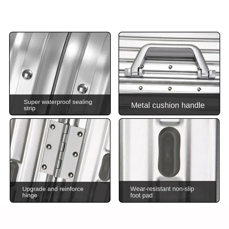 valise aluminium silencieuses toupies poignée confortable 360 degres roues cadre renforce traction alliage élégante voyage grande taille