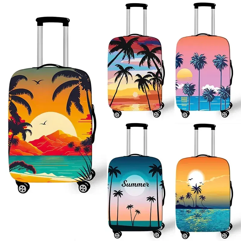 Arbre hawaïen plage impression housse de bagage coucher de soleil noix de coco femmes hommes valise de voyage housses de protection Horus boîtier de chariot couverture cadeau