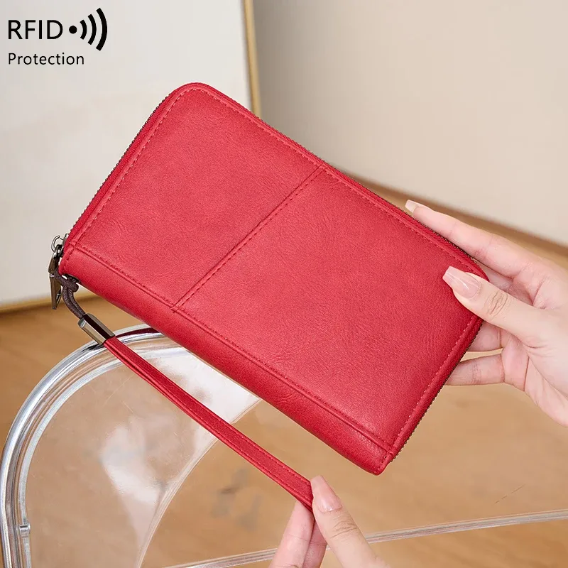 nouveau portefeuille de voyage multifonctionnel en cuir pu pour hommes et femmes, porte-cartes anti-rfid, anti-vol, sac de rangement