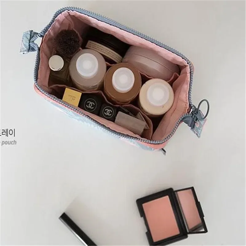 sac de maquillage pour femmes, trousse de toilette portable, sac de rangement pour cosmétiques, grande capacité, sac de rangement pour accessoires de voyage, flamant rose, zw037