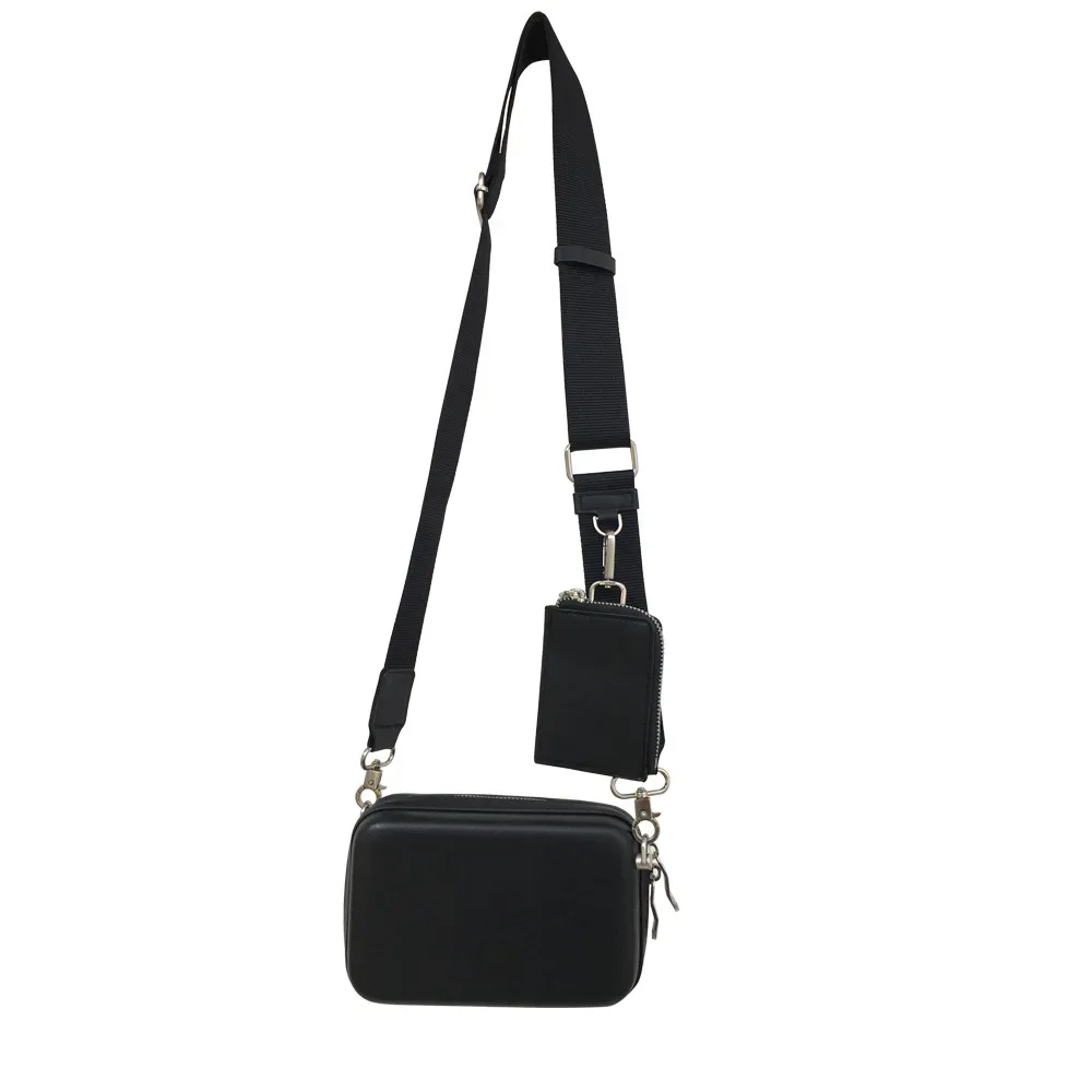 sac à bandoulière rigide unisexe, sac à bandoulière noir, mode décontractée, évaluation de voyage, passeport et portefeuille