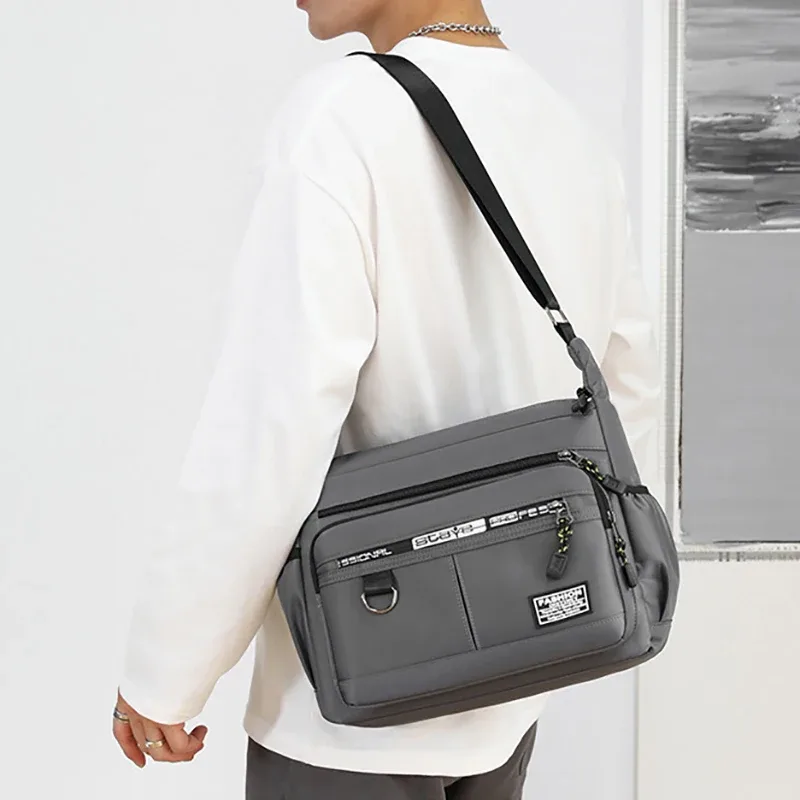 sac à bandoulière design oxford pour hommes, grande capacité, décontracté, poche multicouche, mode, simple épaule, sacoche de luxe