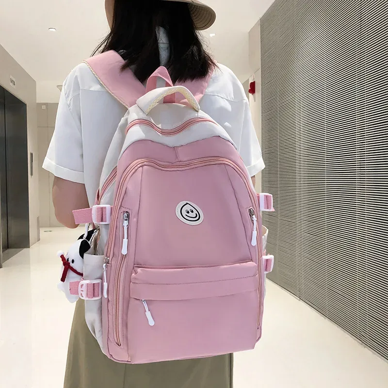 sac à dos décontracté en nylon grande capacité pour étudiantes, sac à bandoulière double pour ordinateur portable, idéal pour l'université