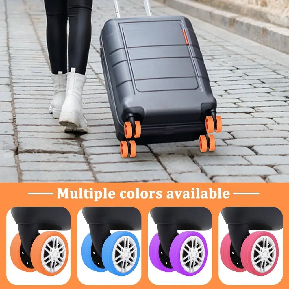 protecteur de roues de bagages en silicone, 8 pièces, réduit le bruit, boîtier de chariot, manchon de roulette silencieux, accessoires de bagages, housse de roue de valise