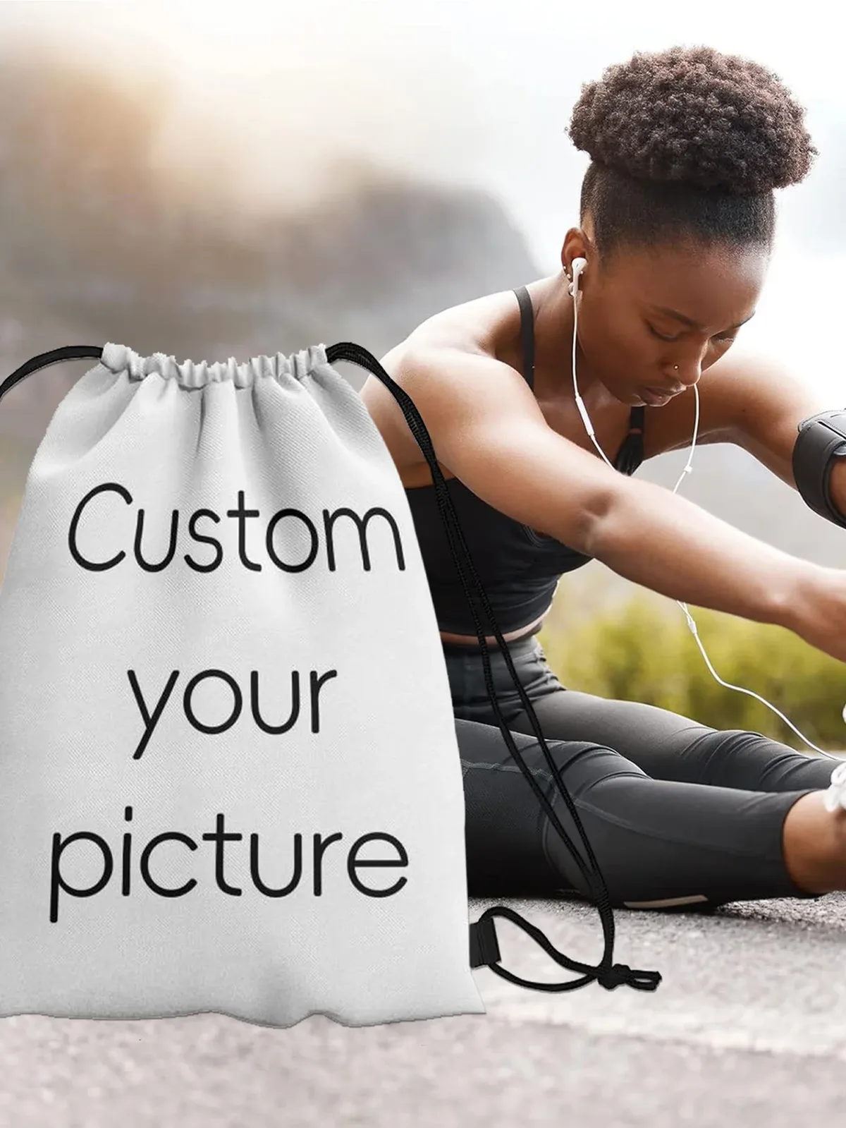 sac à dos de sport personnalisé avec cordon de serrage, sac de sport pour femmes et hommes, sac à dos de shopping avec photo personnalisée
